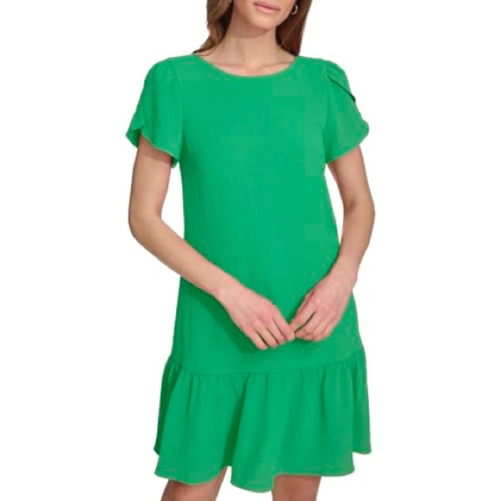 DKNY Emerald Flounce Dress